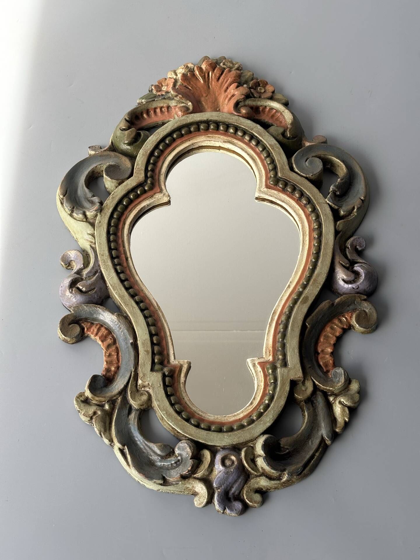 Miroir florentin vintage polychrome – Italie, années 1950