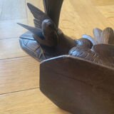 Carved wooden bird candlesticks - Black Forest