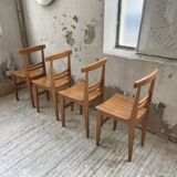 4 golden oak chairs