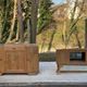 Parisian art deco 2-part buffet renovated in solid oak and marble 1940