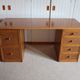 Rare vintage desk Ash and woven rattan - Large top - 6 drawers - Functional desk
