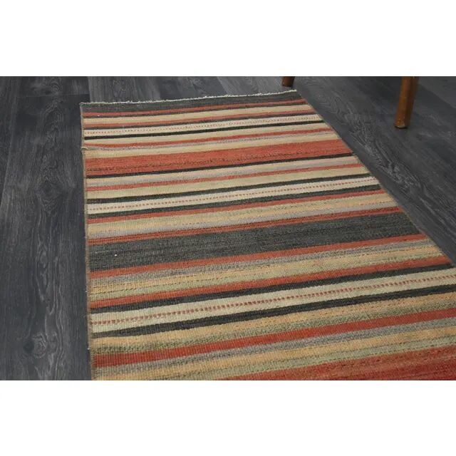 1970s Turkish Oushak Handmade Wool Cotton Beige Runner Rug 64x255