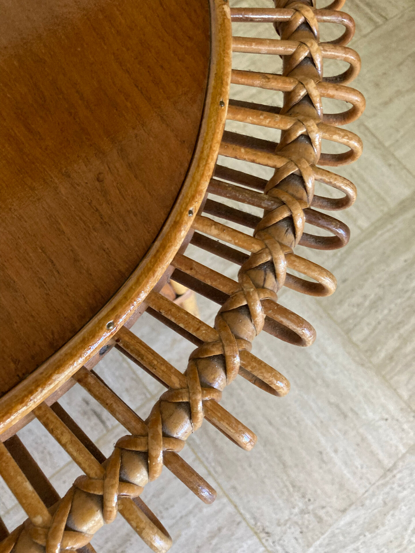 Vintage sun rattan oval coffee table