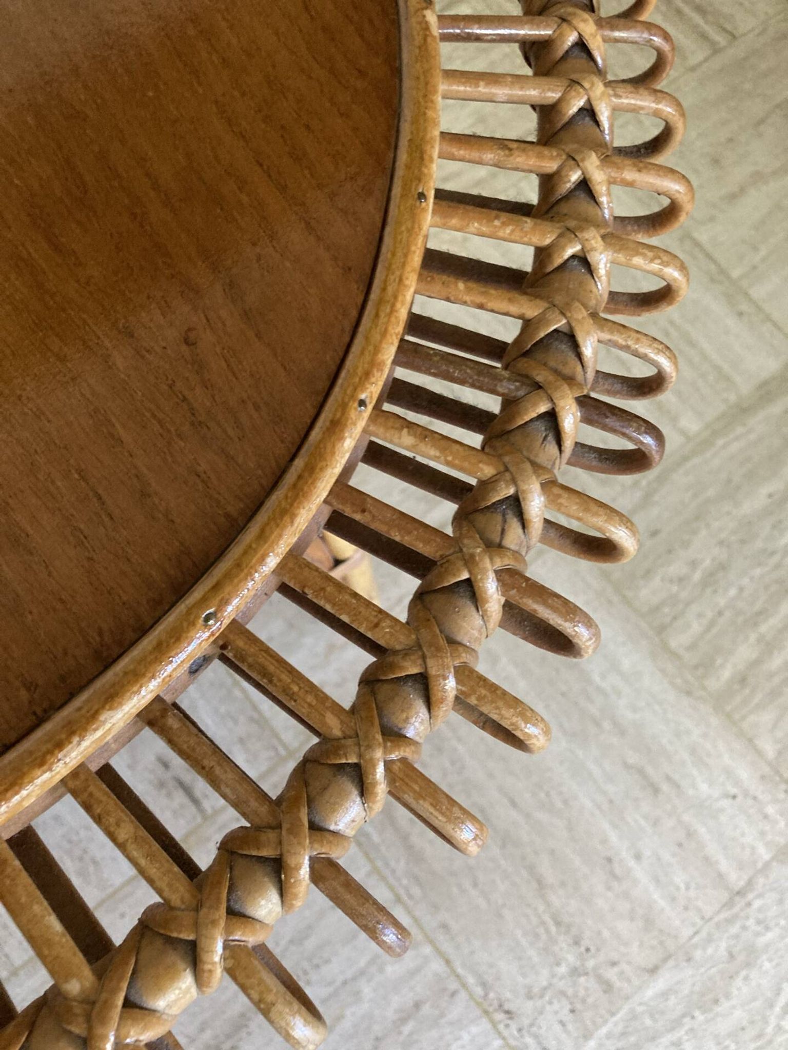 Vintage sun rattan oval coffee table