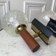 Pair of wall sconces balls in blown glass, metal and teak style 50s