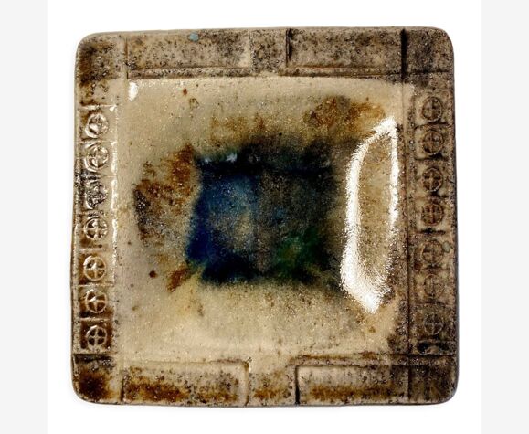 Voldemar Volkoff signed Vallauris glazed stoneware dish