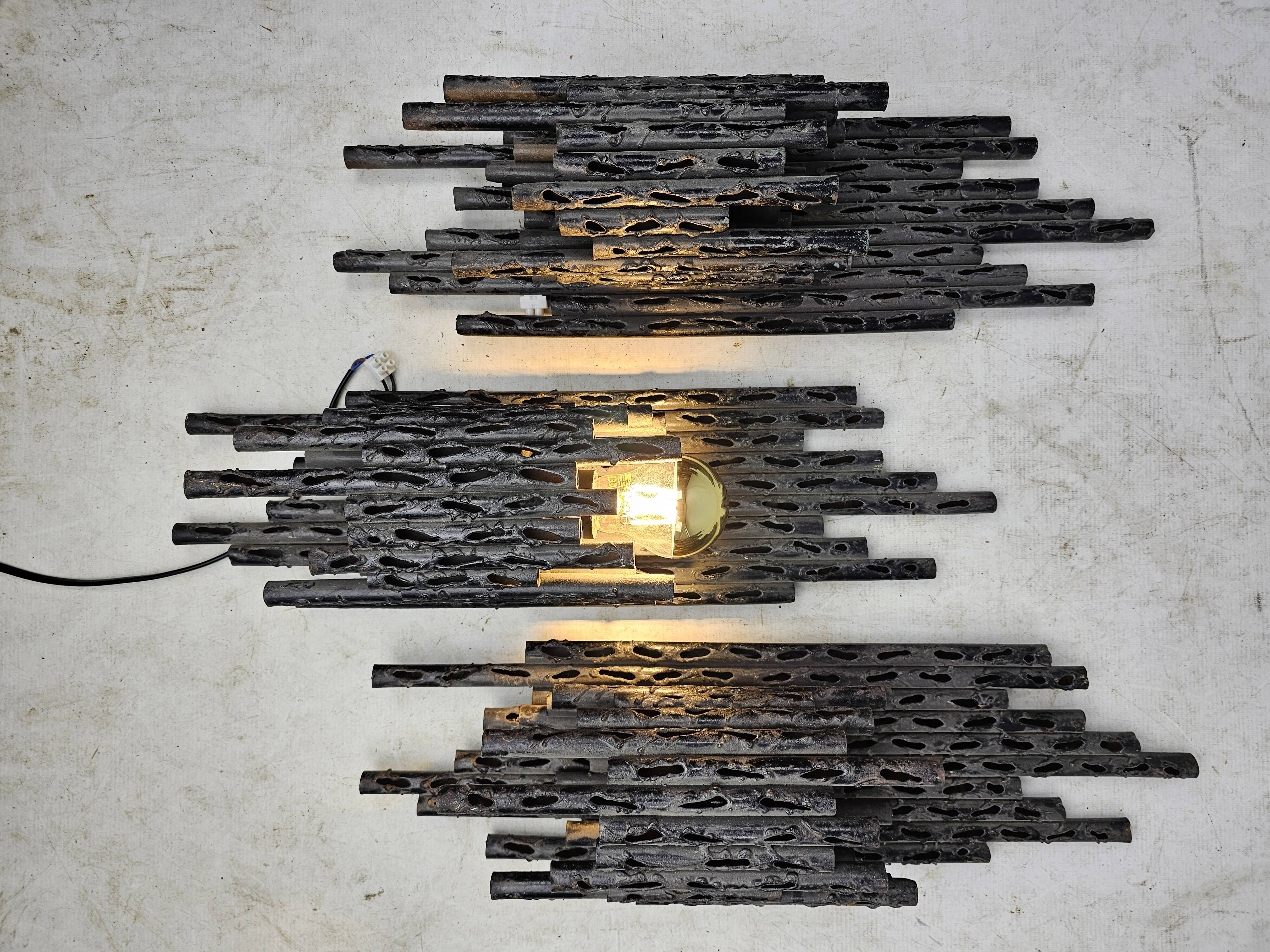 3 appliques Fantoni design italien brutaliste