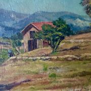 1920s French Impressionist Oil on Panel – Signed Provence Farmhouse Landsca
