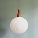 Scandinavian teak and white satin glass pendant light, 1960s