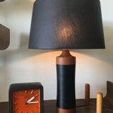Scandinavian Teak an Leather Mid-Century Table Lamp, 1950s