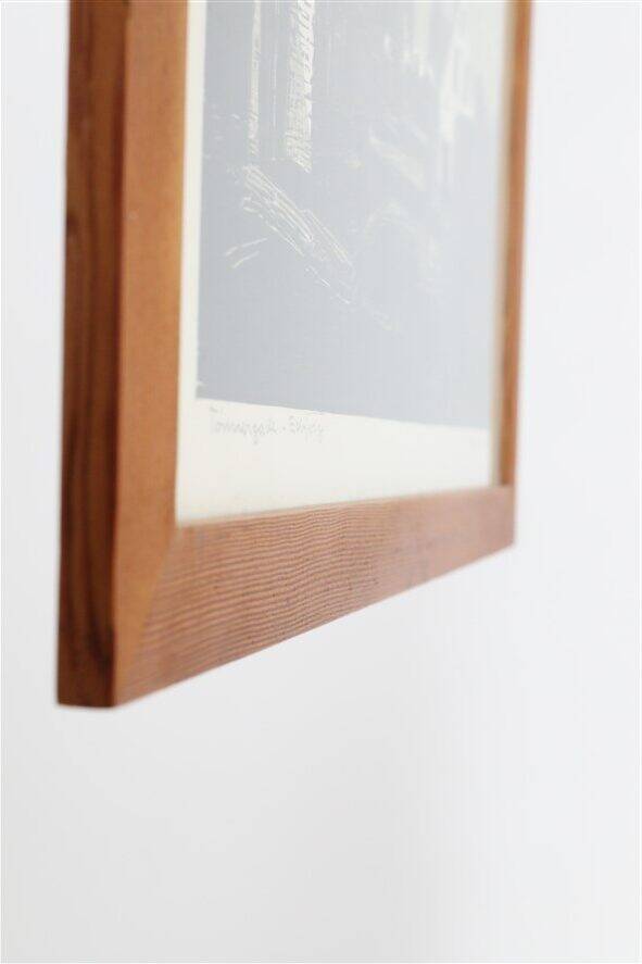 Set of 2 mid-century Erling Juhl wood prints in original larch wood frames / 1960s