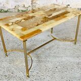 Table basse vintage en marbre et onyx circa 60/70
