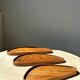 Trio de plateaux ou coupelles de forme triangulaire arrondi en teck monoxyle