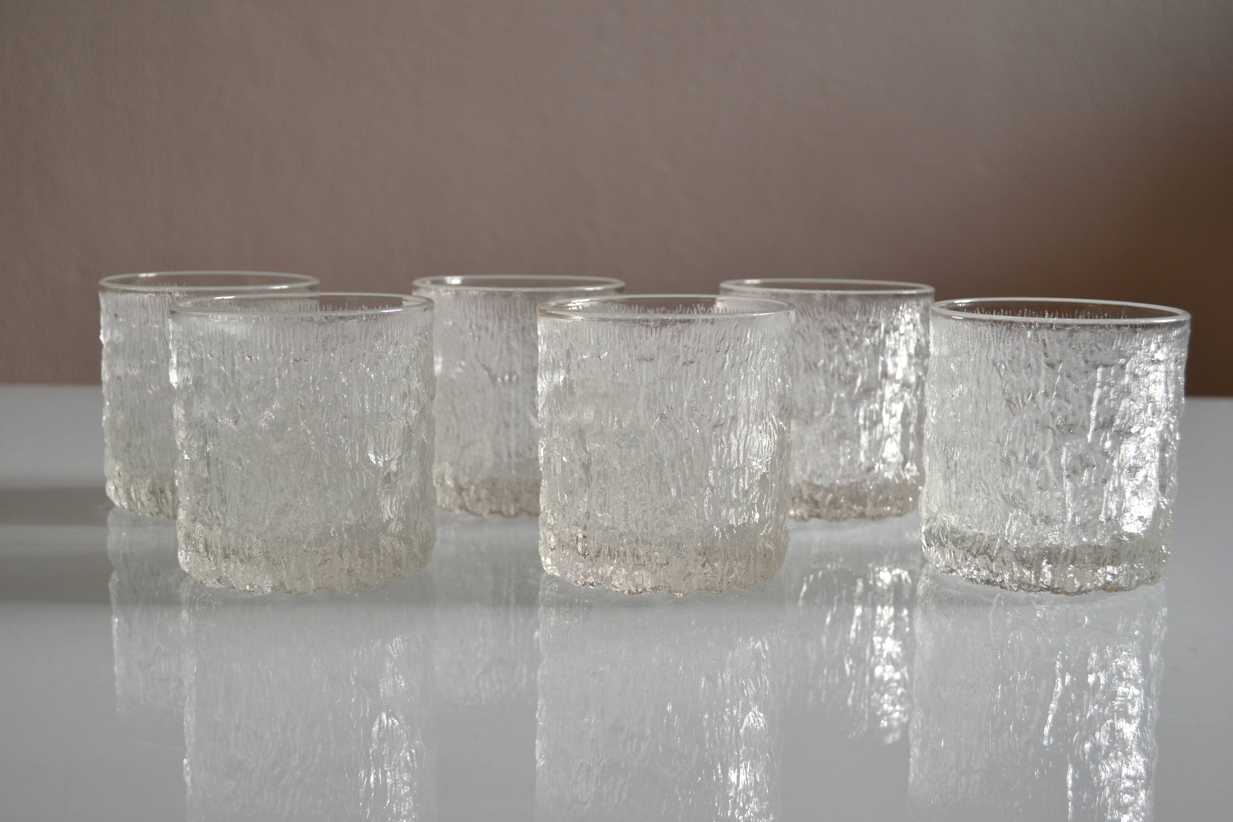 set of 6 vintage textured glasses 1980 by Charlotte Hutte @ Goebel Germany