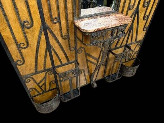 Maison Moutard: Monumental coat rack from the Art Nouveau period in wrought iron.