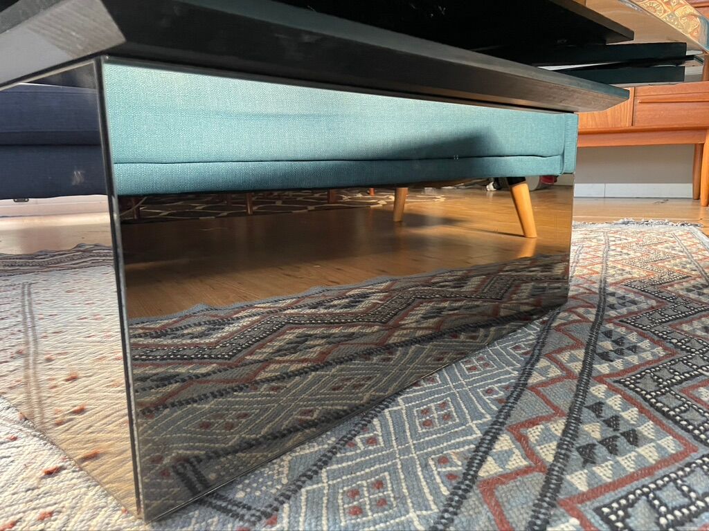 Table basse bar cocktail caché en loupe d'orme de Paul Michel, 1970 Roche Bobois