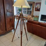 Geometric Tripod Lamp Wood and Brass