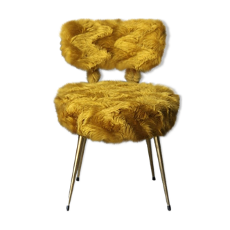 Gold electric fur chair