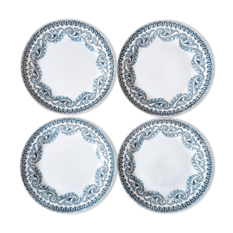 Lot of 4 Flat porcelain plates Emile BOURGEOIS French Faïence