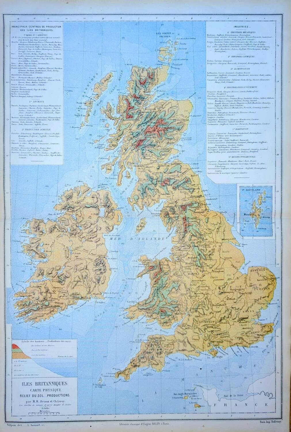 The British Isles, original map printed in 1879.