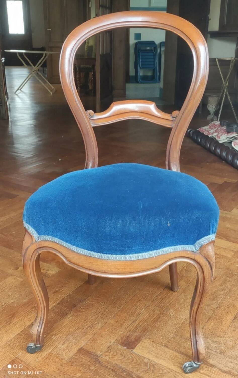 Old Louis Philippe chair/royal blue velvet
