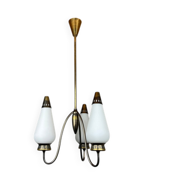 Lustre en laiton vintage Italie années 1960