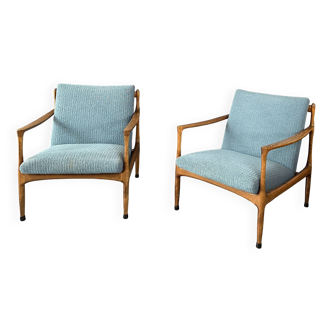 Une paire de fauteuils turquoise