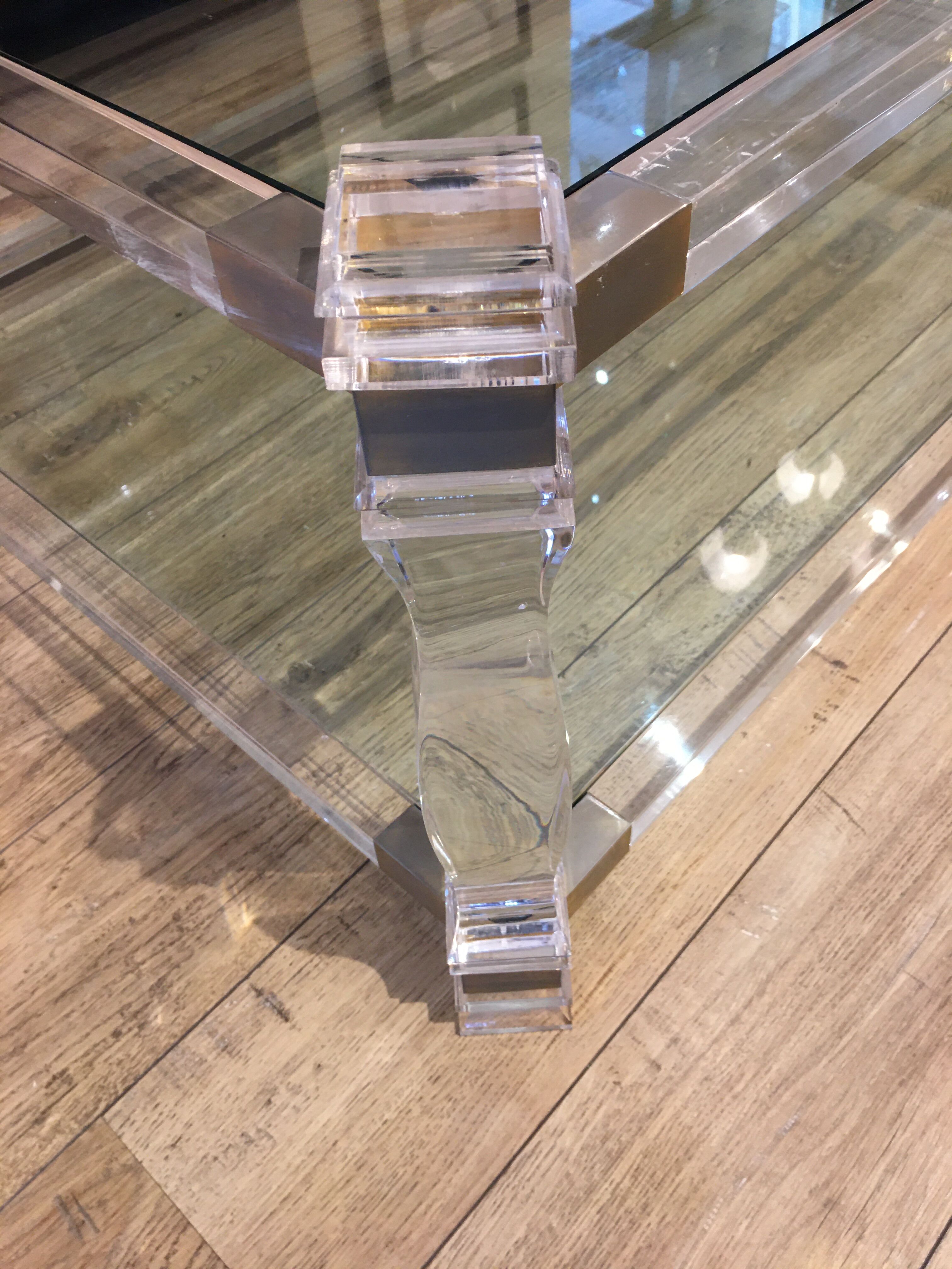 Glass and plexiglass coffee table