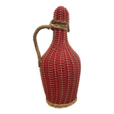 Bottle with rattan weaving and vintage scoubidou