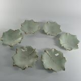 Art Deco Pistachio and Gold Leaf Plates Viloca Paris Caffarelli