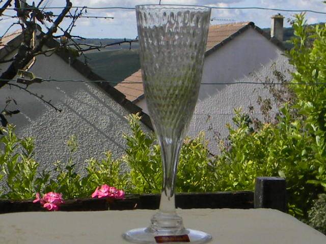 Set of 6 rice grain champagne flutes in vannes crystal