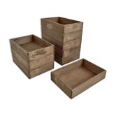 Lot of 9 stackable vintage wooden crates
