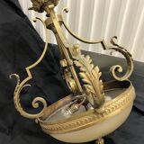 Gilded bronze chandelier with opaline