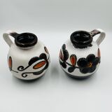 Pair of Scheurich 484 27 vases with floral decoration, West Germany.