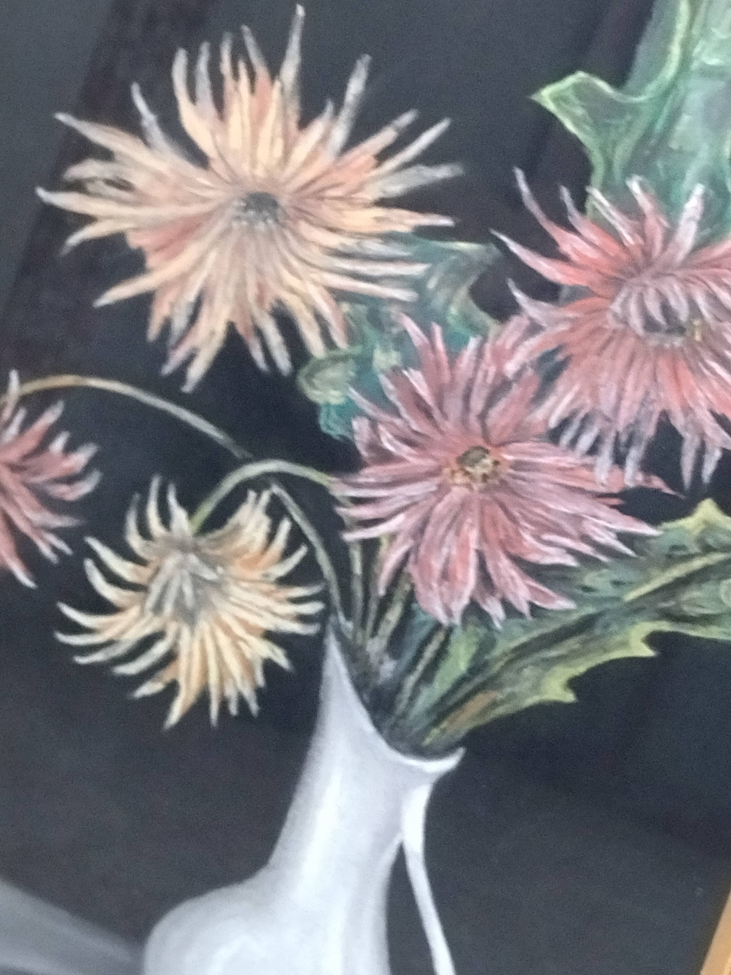 Old Tableau Pastel - Still Life Flowers - J. Gelders