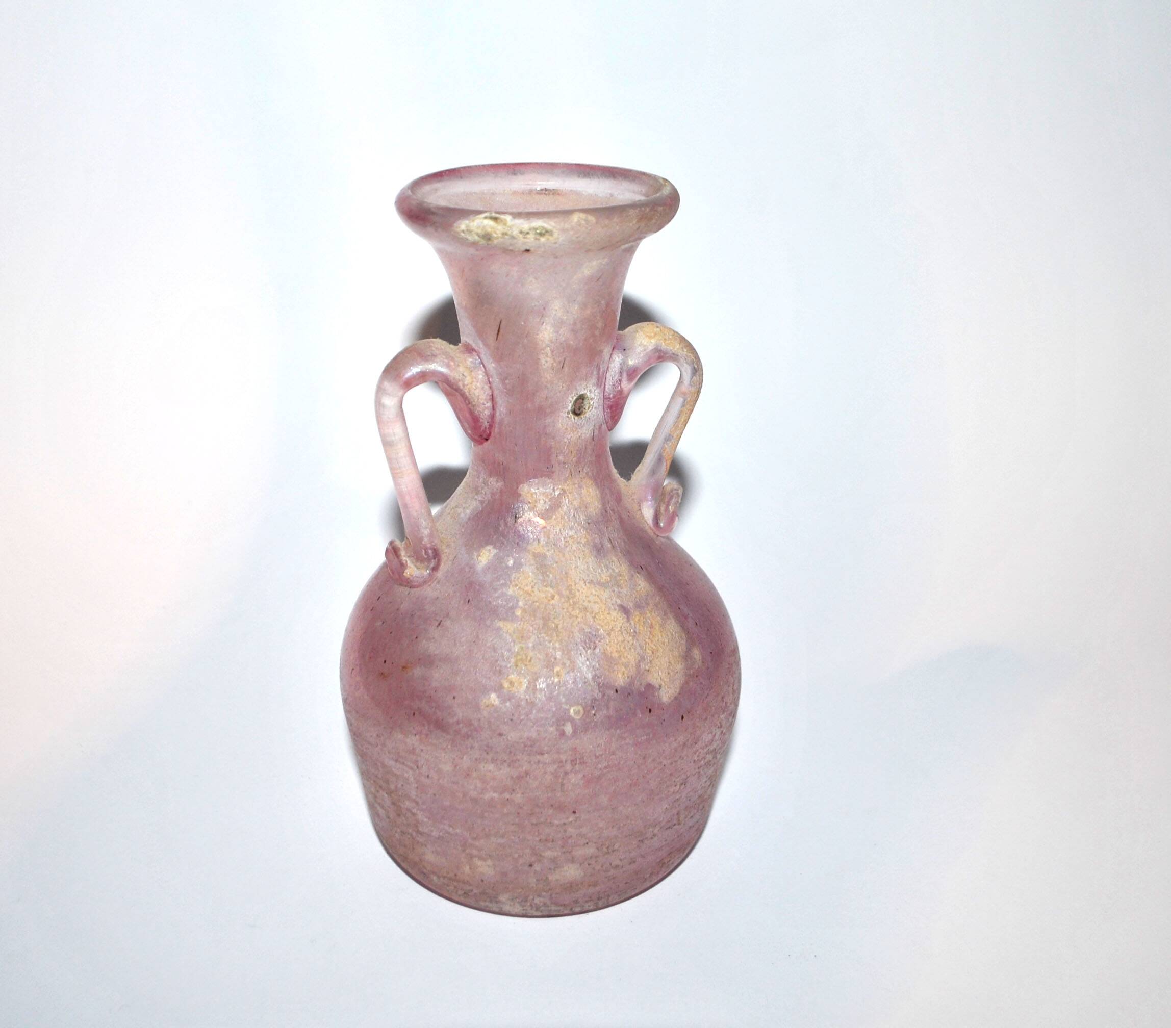 Murano Iridescent Pink Blown Glass Amphora Vase - Ancient Roman?