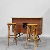 Bamboo bar set and 2 stools
