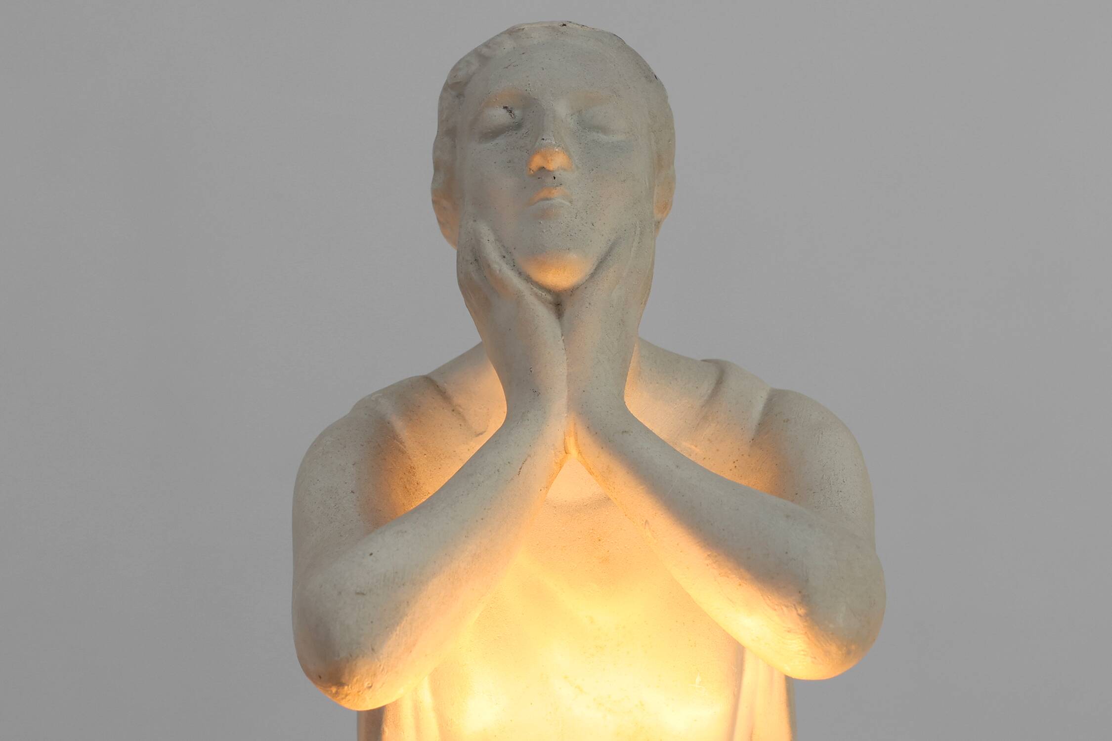 Art Deco Vichy Advertising Lamp in Plaster, Belgium 1930s