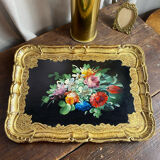 Wooden platter, hand-painted decoration