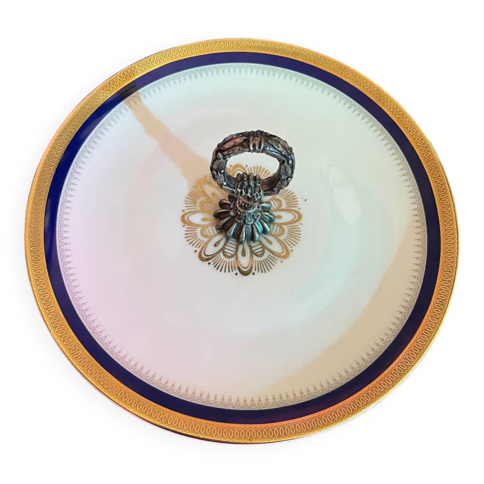 Porcelain and silver-plated servant