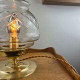 Vintage globe table lamp engraved and transparent chiseled