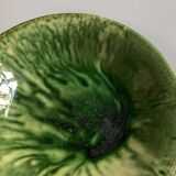 Aegitna hollow dish in green glazed earthenware Vallauris 1960