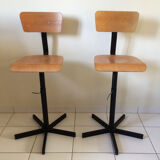 Set de 3 chaises réglable d'atelier de laboratoire ou de chimie