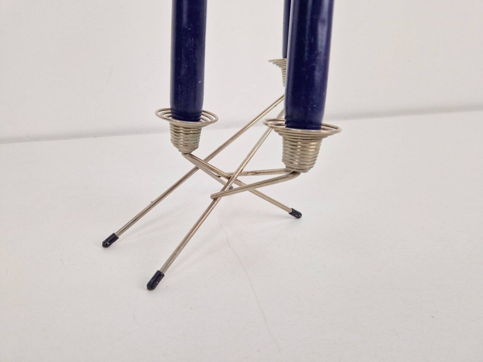 Postmodern Wire Spring Candleholder in Metal, 1980s