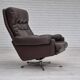 Chaise pivotante danoise des années 1970, état d'origine, cuir d'ameublement marron.