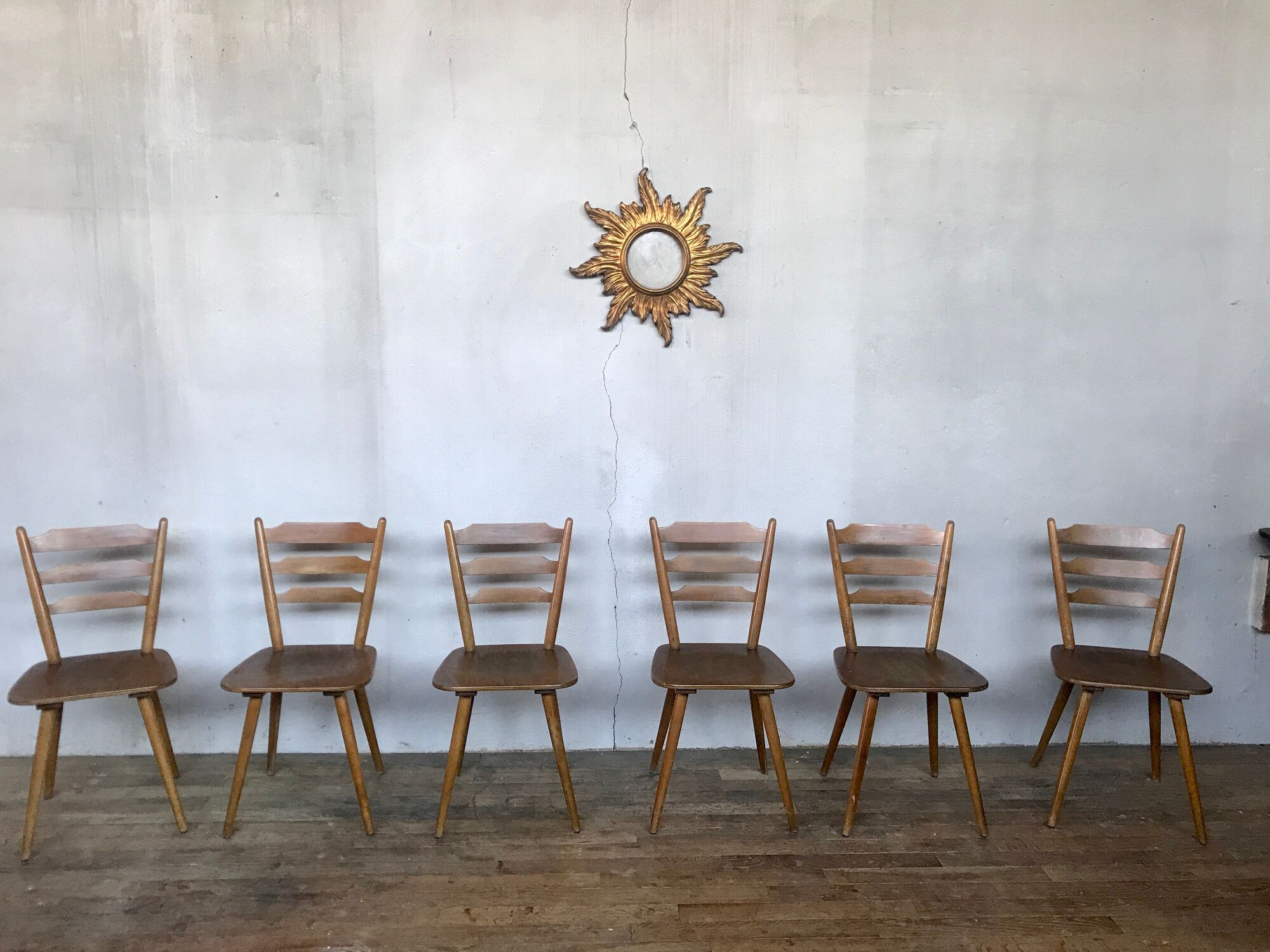 Series of 20 Scandinavian chairs or vintage wooden bistro