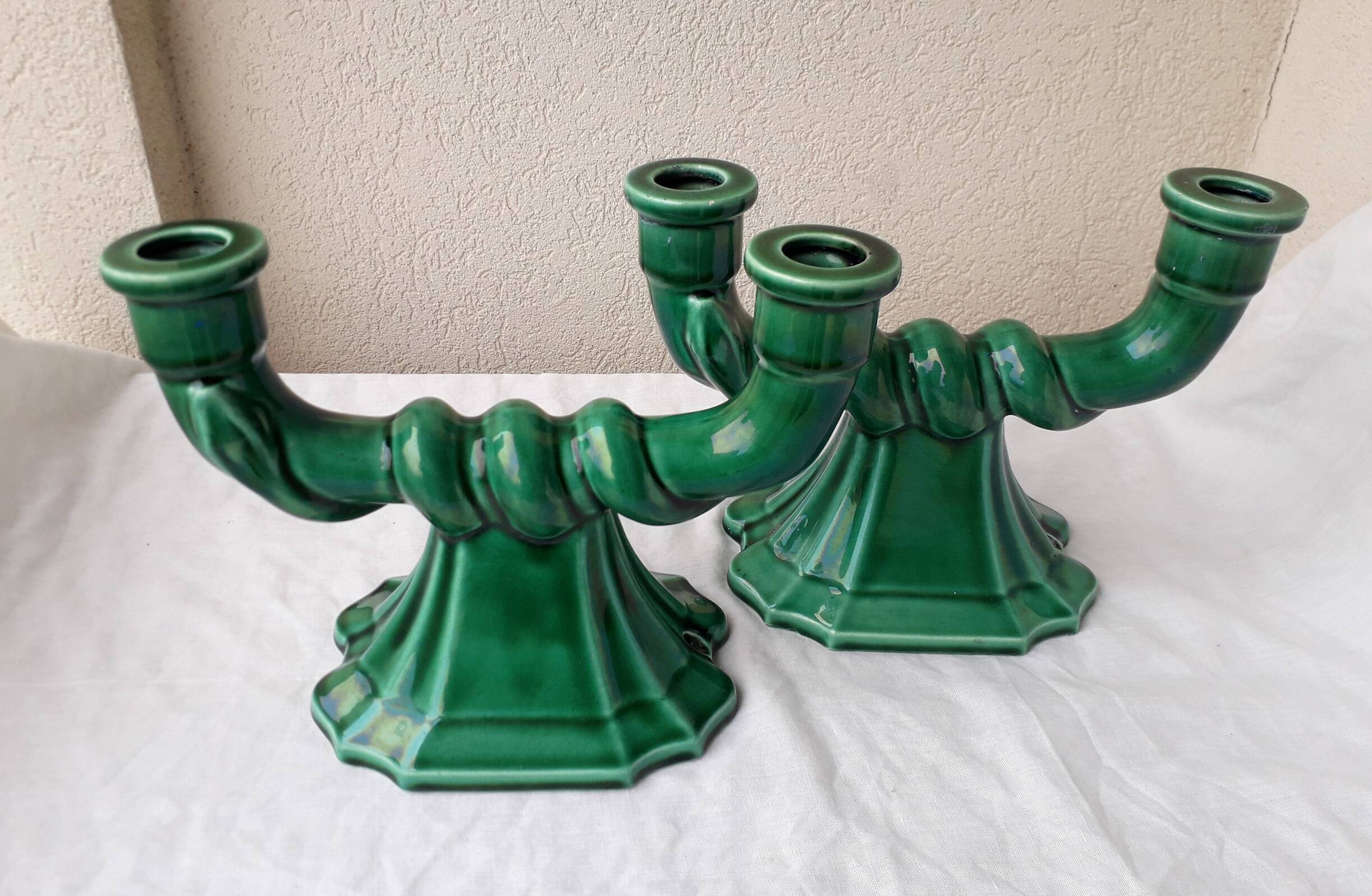 Green candlesticks candle holders