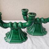 Green candlesticks candle holders