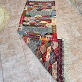 Contemporary Kilim hallway runner: abstract Berber flatweave, wool