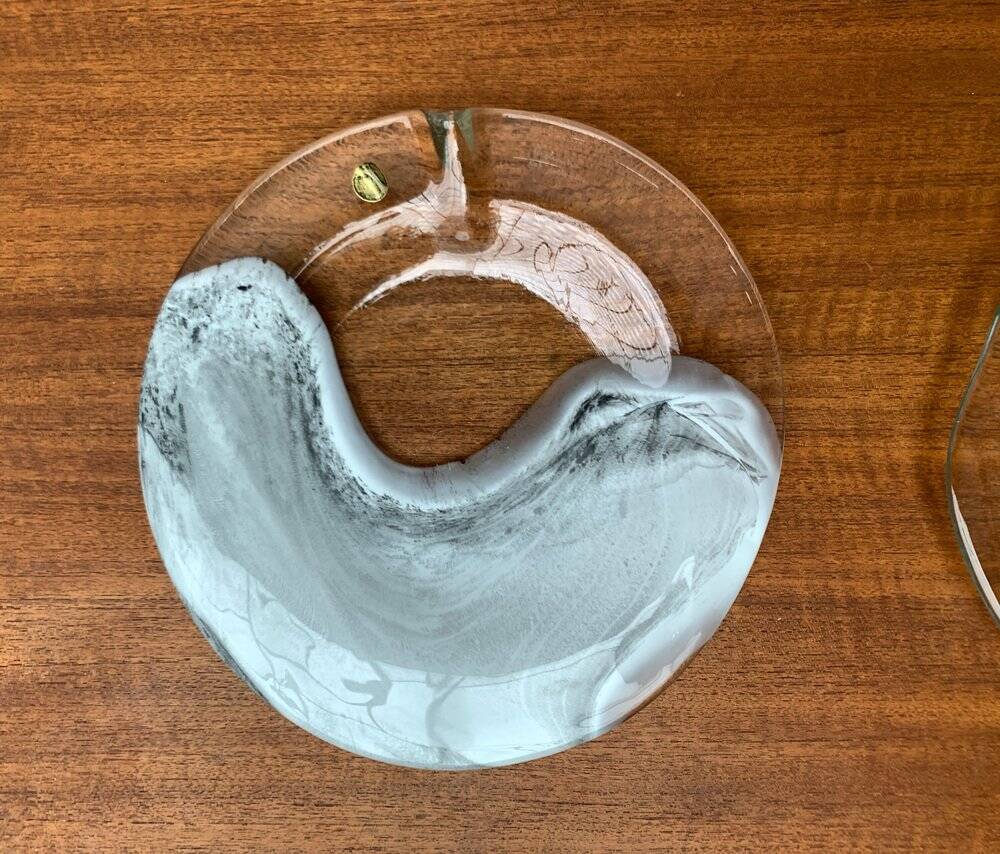 German Vintage Art Collection Richartz Plate and Bowl in Glass by Hans Jürgen Richartz for Mathildenhütte, Solingen, Set of 2